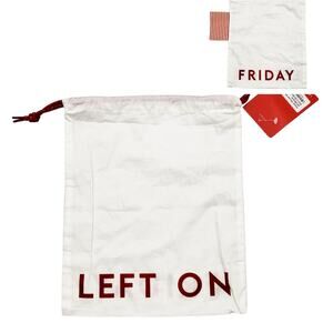 Left on Friday White and Red Swim Accessories Dust Bag Drawstring Storage
